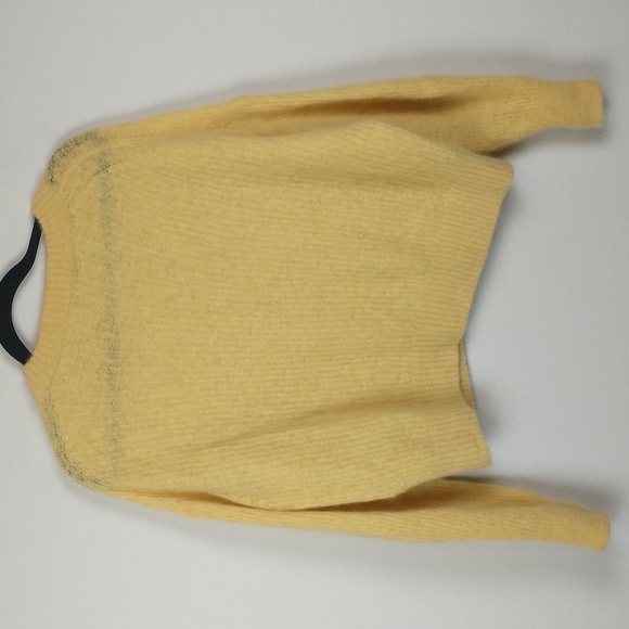 Everlane Alpaca Cropped Crewneck Sweater Womens XL Yellow Knit Semi Sheer Wool - Picture 8 of 8